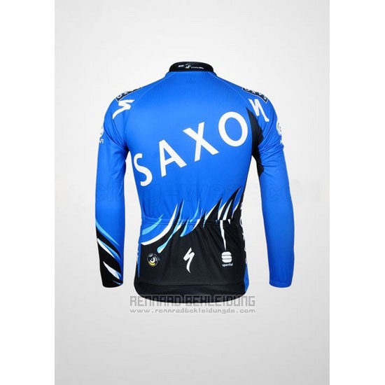 2012 Fahrradbekleidung Saxo Bank Blau und Shwarz Trikot Langarm und Tragerhose - zum Schließen ins Bild klicken